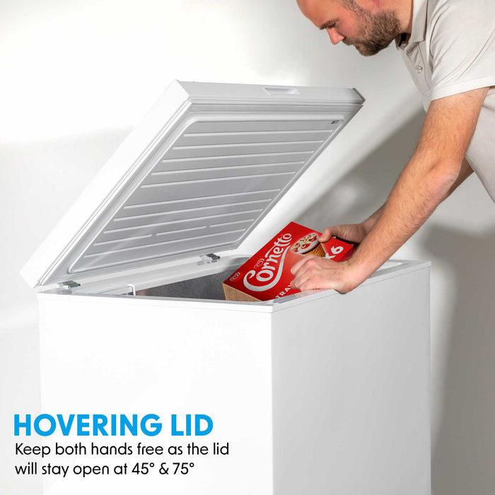 Baridi Freestanding Chest Freezer, 99L, Garage and Outbuilding Safe, Adj. Thermostat, White - DH116