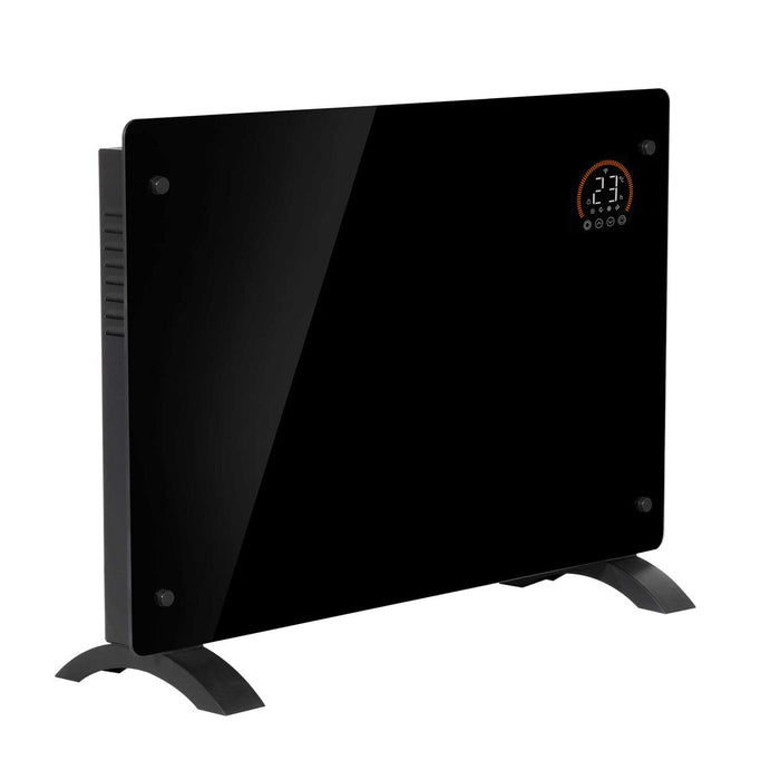 Baridi Electric Glass Panel Heater, 1500W, 24/7 Timer, Wi-Fi Enabled, Remote Control, Black - DH137