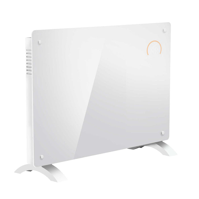 Baridi Electric Glass Panel Heater, 1000W, 24/7 Timer, Wi-Fi Enabled, Remote Control, White - DH136