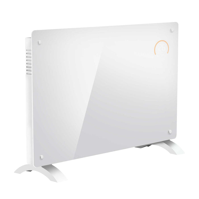 Baridi Electric Glass Panel Heater, 2000W, 24/7 Timer, Wi-Fi Enabled, Remote Control, White - DH140