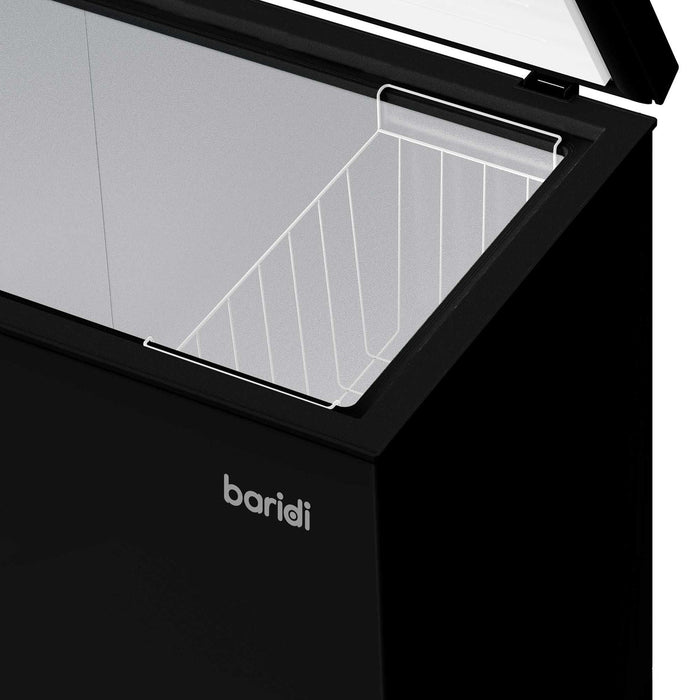 Baridi Freestanding Chest Freezer, 142L, Garage and Outbuilding Safe, Adj. Thermostat, Black - DH152