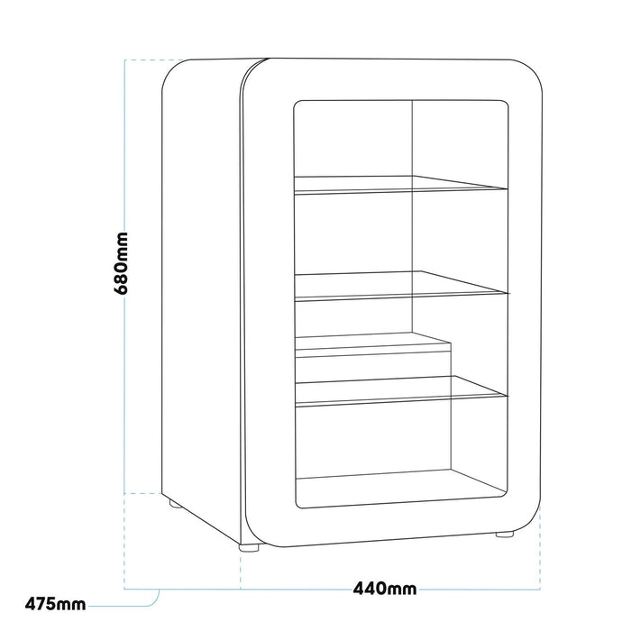 Baridi 70L Under Counter Drinks/Beer & Wine Cooler Fridge, Retro Style - Black - DH222