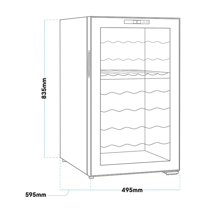 Baridi 52 Bottle Dual Zone Wine Cooler, Fridge, Touch Controls, LED - Black - DH236