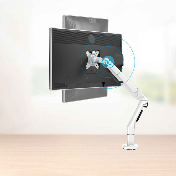 Single Monitor Arm, Adjustable & Rotating 12kg Load Capacity, 17-36" Screens - White - DH26