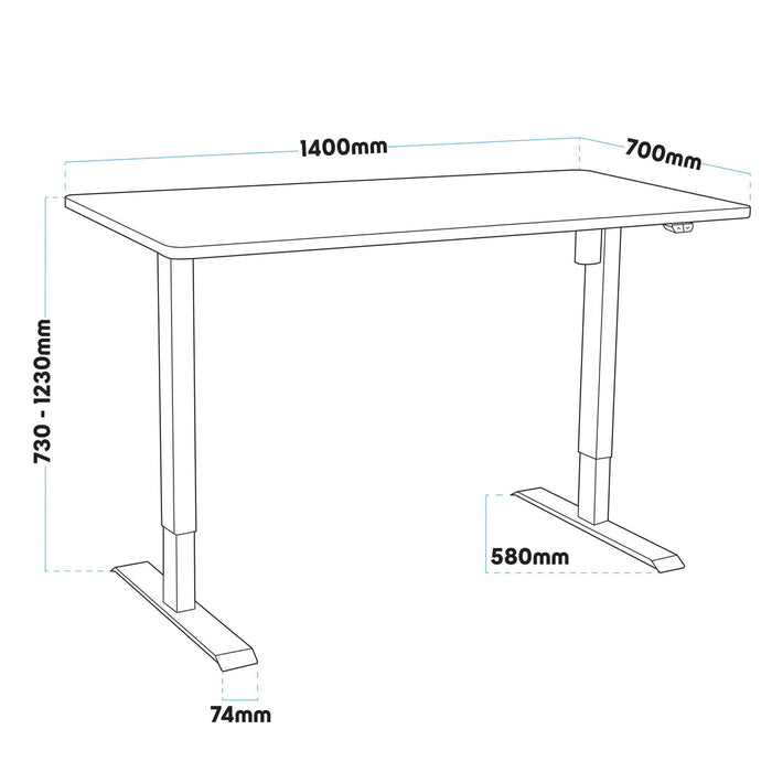 Oak Electric Height Adjustable Standing Desk, Office Quiet & Fast 1400 x 700mm - DH242