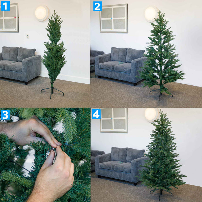 Artificial Hinged Christmas Tree, 7ft/210cm with 1400+ PE Tips & PVC Interior - DH46