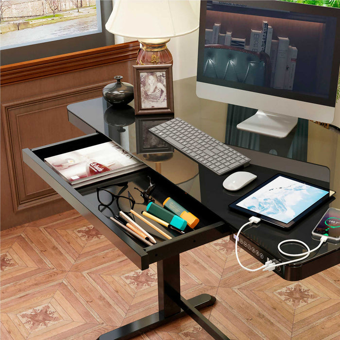 Height Adjustable Sit & Stand Desk, Electric Standing, Black, 1200 x 600mm - DH53