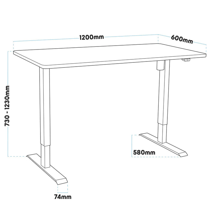 Single Motor Height Adjustable Sit & Stand Desk, Oak, 1200 x 600mm - DH66