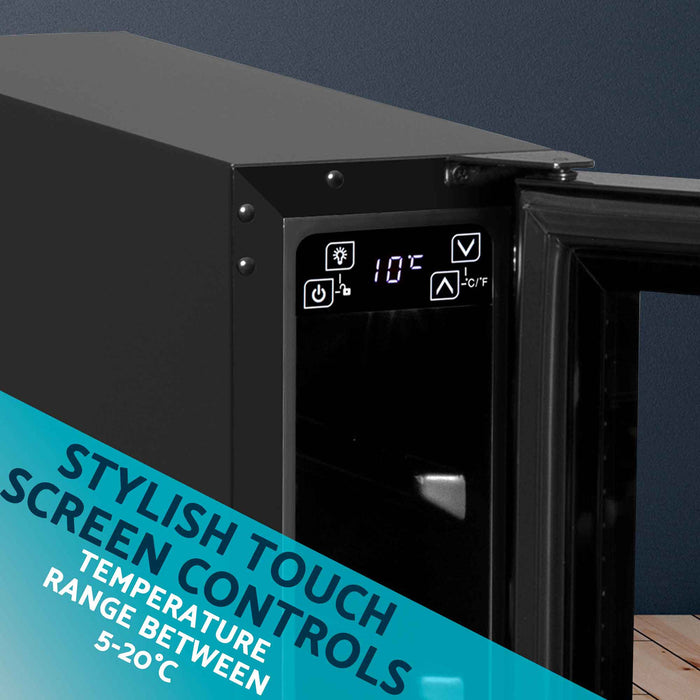 Baridi 7 Bottle 15cm Slim Wine Cooler with Digital Touch Screen Controls - Black - DH76