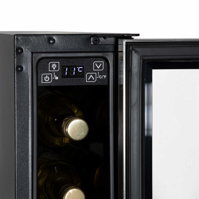 Baridi 7 Bottle 15cm Slim Wine Cooler with Digital Touch Screen Controls - Stainless Steel - DH77