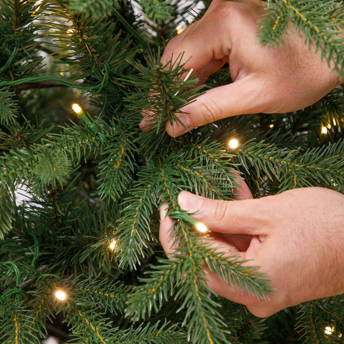Pre-Lit 5ft Hinged Christmas Tree with Warm White LED Lights & PE/PVC Tips - DH80