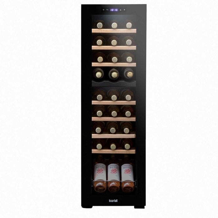 Baridi 27 Bottle Dual Zone Wine Cooler, Fridge, Touch Screen Controls, Wooden Shelves, LED - DH90