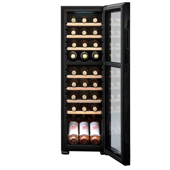 Baridi 27 Bottle Dual Zone Wine Cooler, Fridge, Touch Screen Controls, Wooden Shelves, LED - DH90