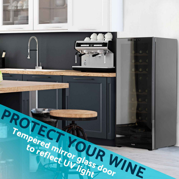 Baridi 36 Bottle Dual Zone Wine Cooler, Fridge, Touch Controls, Wooden Shelves, LED - DH91