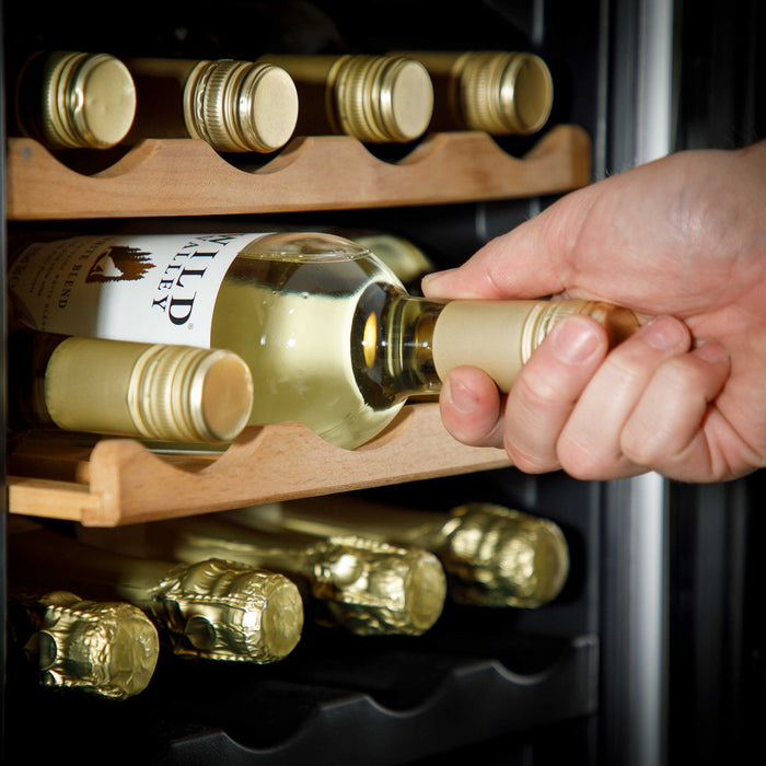 Baridi 44 Bottle Dual Zone Wine Cooler, Fridge, Touch Screen Controls, Wooden Shelves, LED - DH92