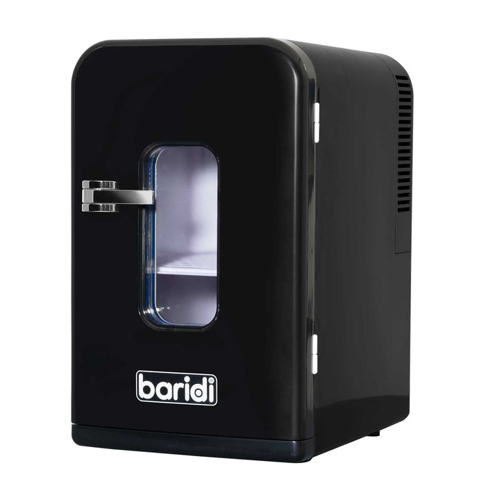 Baridi 15L Mini Fridge Cooler, 12V/230V, For Makeup, Cars, Bedrooms, Camping, Black - DH95