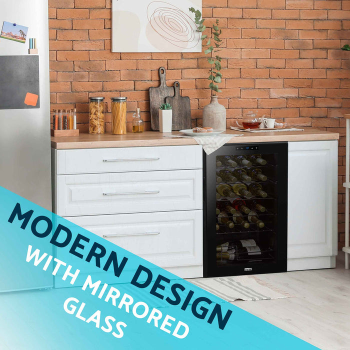 Baridi 24 Bottle Wine Cooler Fridge with Digital Touch Screen Controls & LED Light, Black - DH9