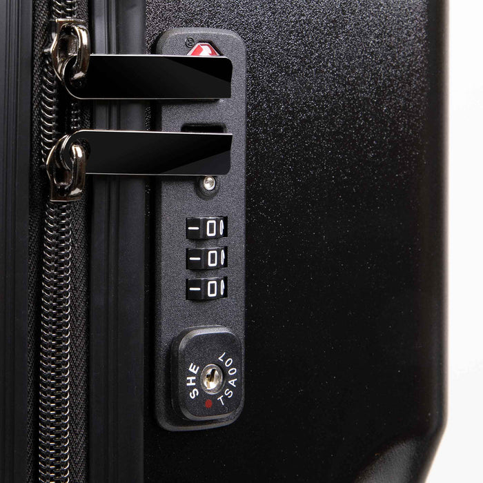 3-Piece Lightweight ABS/PC Luggage Set with TSA Locks - 20", 24", 28" - Black - DL10