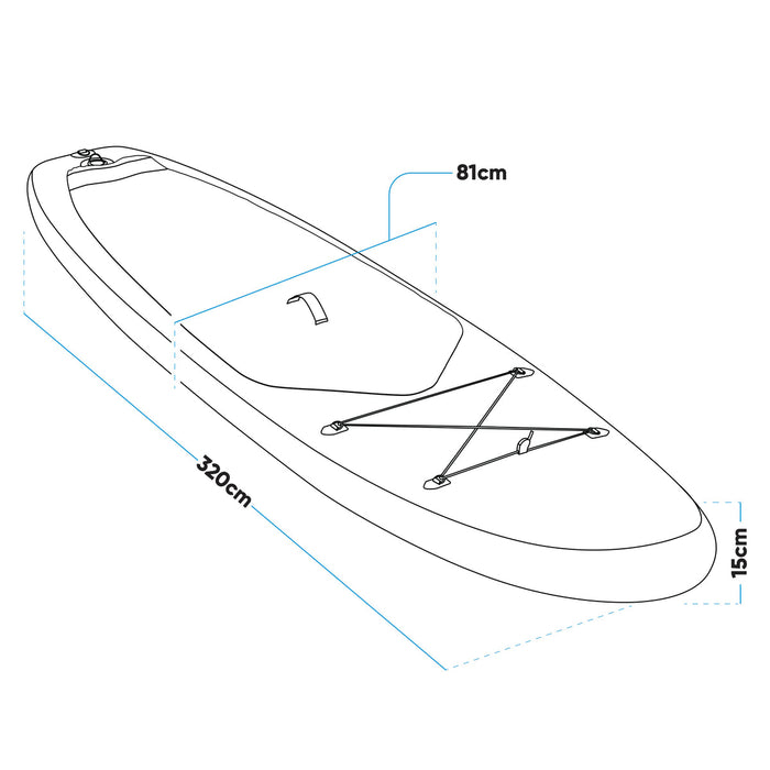 Inflatable Stand Up Paddle Board, SUP, Light Blue/White, 10'6", Leash, Pump, Carry Bag, DL152