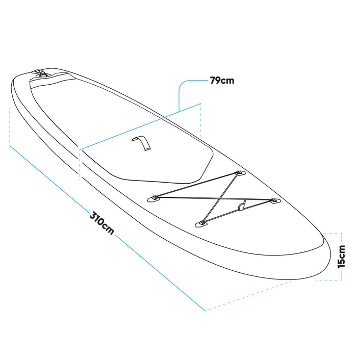 Inflatable Stand Up Paddle Board, SUP, Blue/White, 10'2", Leash, Pump, Carry Bag, DL153