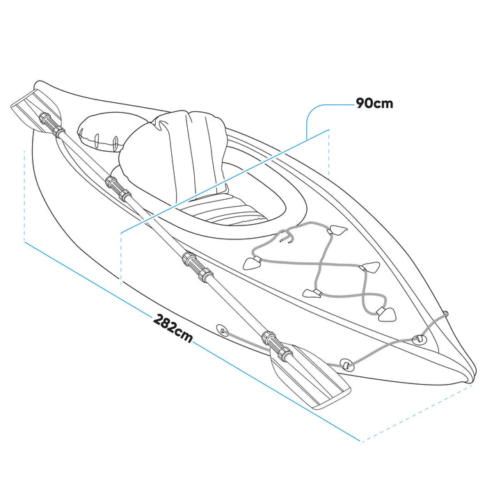 Inflatable One Person Kayak/Canoe Set, Blue/Green, Pump, Aluminium Paddle, DL154
