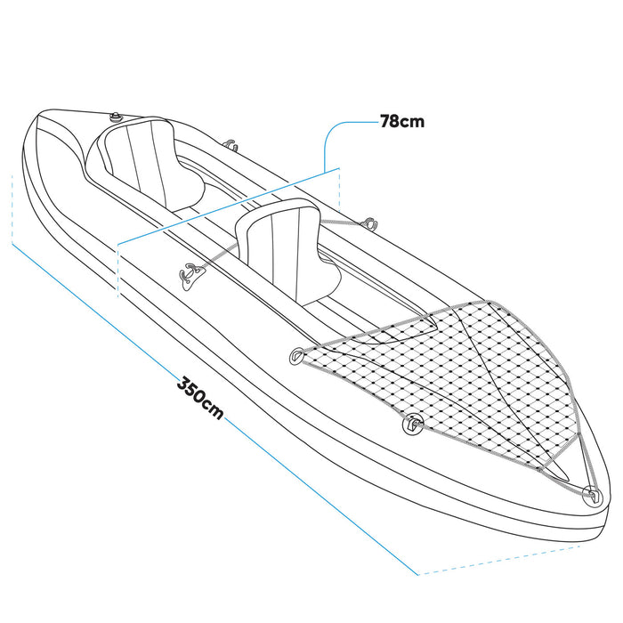 Inflatable Two Person Kayak/Canoe Set, Blue/Yellow/White, Pump, Carry Bag, 2 x Aluminium Paddles, DL155
