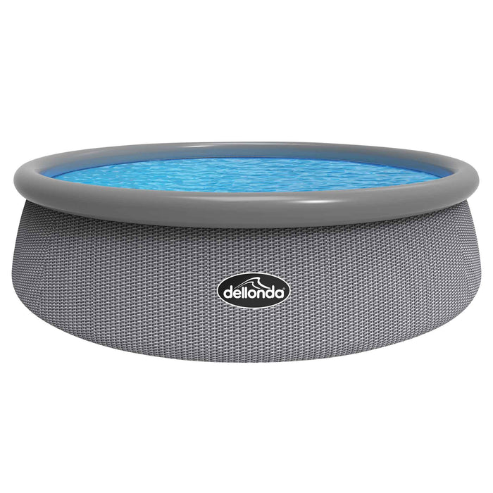15ft Inflatable Swimming Pool Round With Accessories - Grey Rattan - DL136