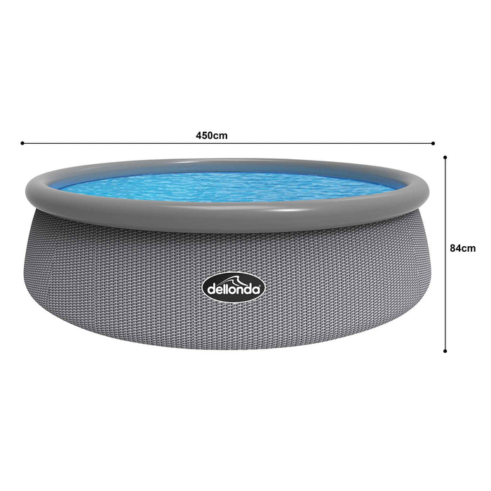 15ft Inflatable Swimming Pool Round With Accessories - Grey Rattan - DL136