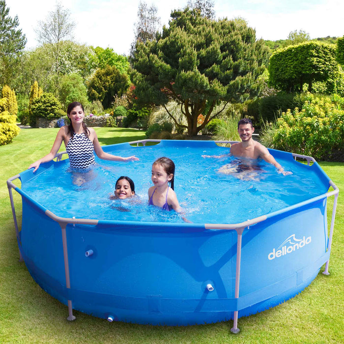10ft Steel Frame Swimming Pool Round With Filter Pump, Blue - DL19