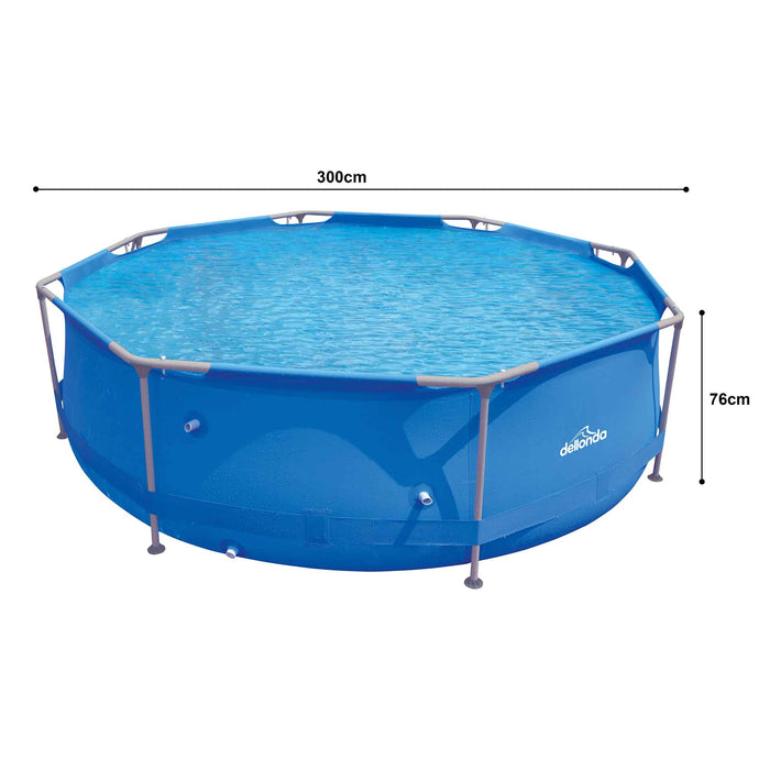10ft Steel Frame Swimming Pool Round With Filter Pump, Blue - DL19