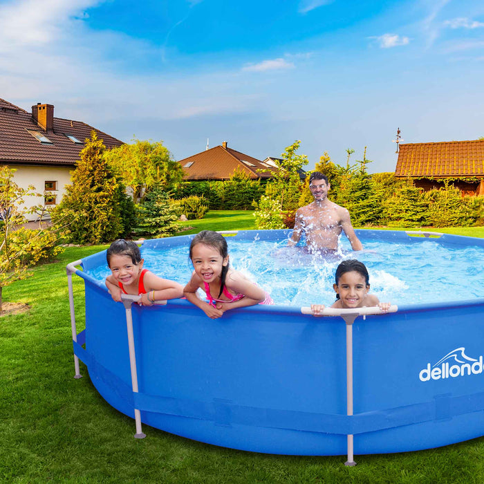 12ft Steel Frame Swimming Pool Round With Accessories, Blue - DL138