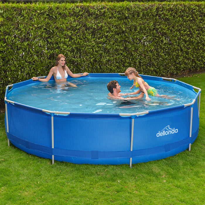 12ft Steel Frame Swimming Pool Round With Accessories, Blue - DL138