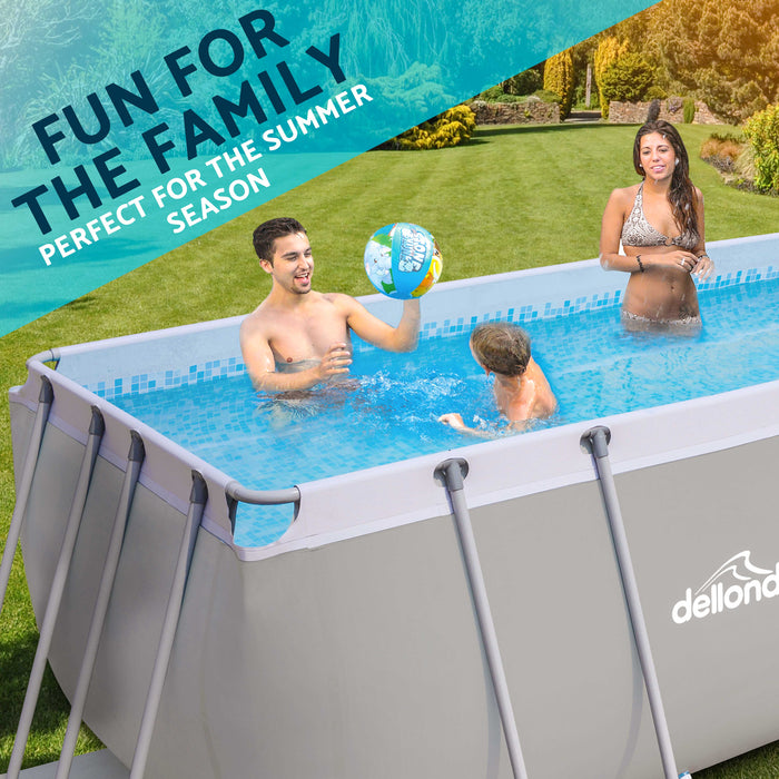 13ft Deluxe Steel Frame Swimming Pool Rectangular With Accessories - DL139