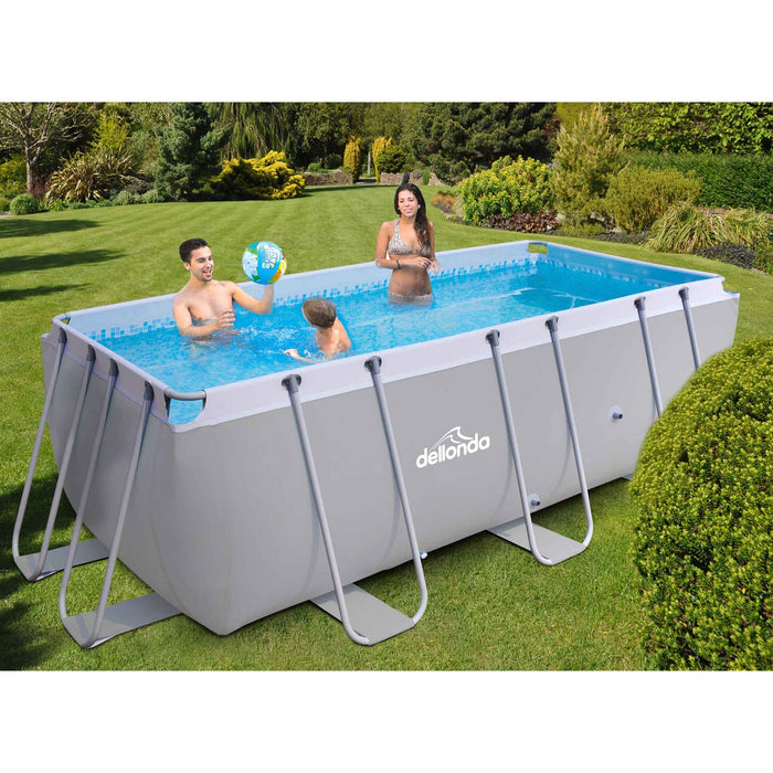 13ft Deluxe Steel Frame Swimming Pool Rectangular With Accessories - DL139