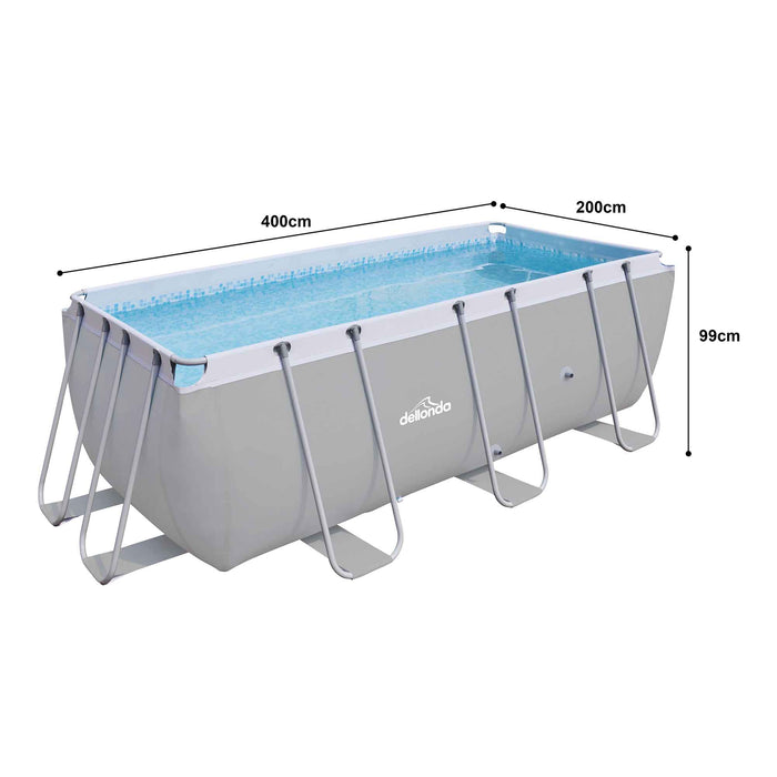 13ft Deluxe Steel Frame Swimming Pool Rectangular With Accessories - DL139