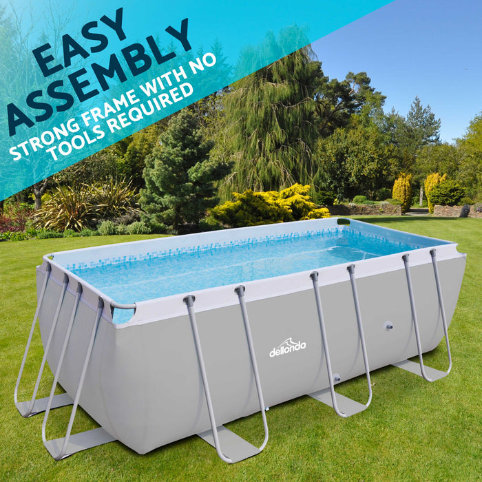 13ft Deluxe Steel Frame Swimming Pool Rectangular With Accessories - DL139