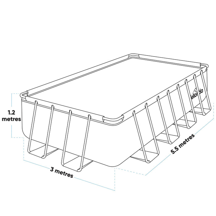 18ft Deluxe Steel Frame Swimming Pool, Rectangular With Filter Pump - DL22