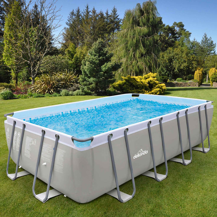 18ft Deluxe Steel Frame Swimming Pool, Rectangular With Accessories - DL140