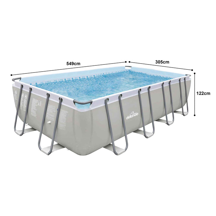 18ft Deluxe Steel Frame Swimming Pool, Rectangular With Accessories - DL140