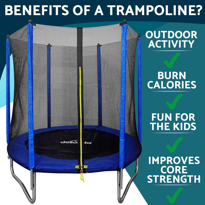 10ft Heavy-Duty Outdoor Trampoline For Kids With Safety Enclosure Net, Includes Anchor Kit & Ladder - DL94