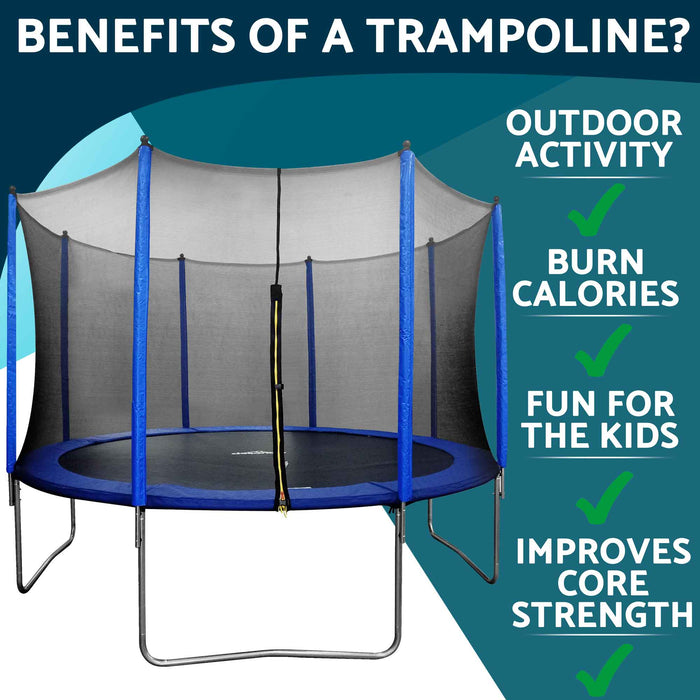 12ft Heavy-Duty Outdoor Trampoline For Kids With Safety Enclosure Net, Anchor Kit And Ladder - DL95