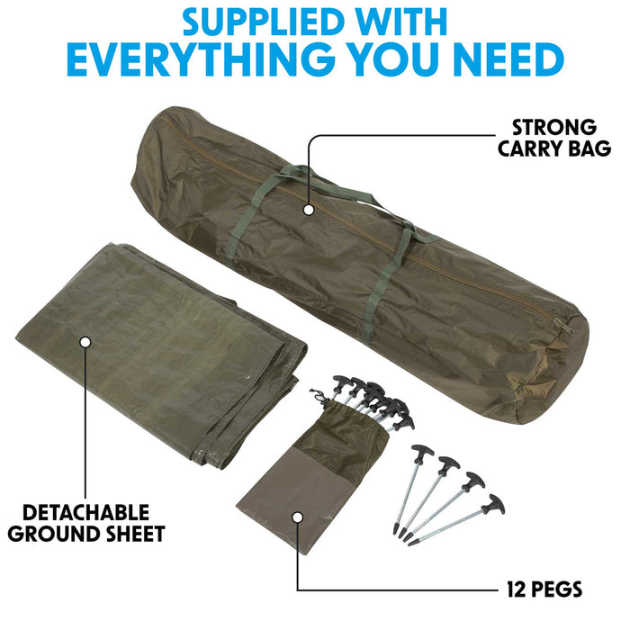 Fishing Bivvy Tent, 2-Person, UV Protection Quick Assembly Pre-Threaded Poles - DL76