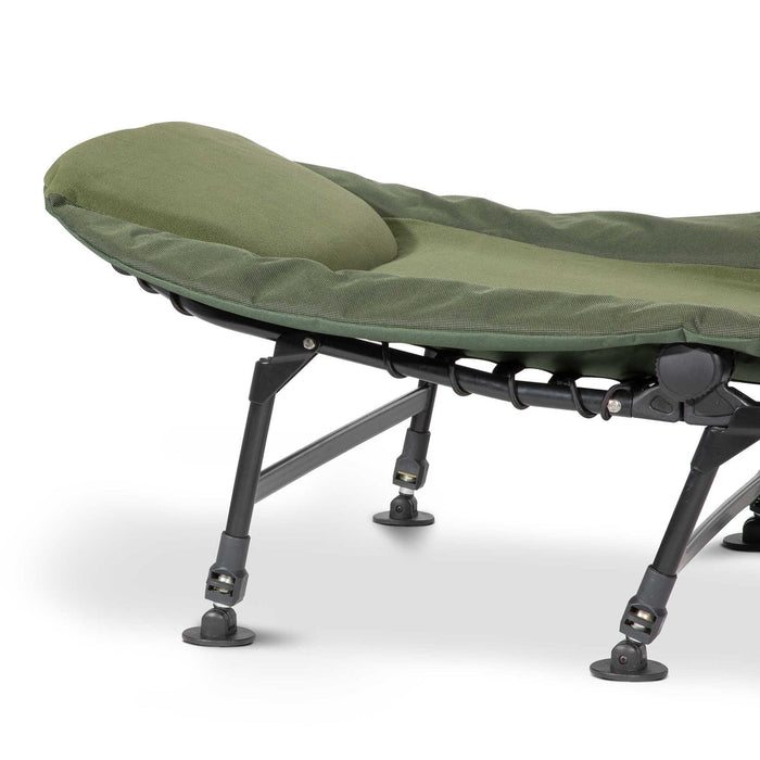 Adjustable Fishing Bedchair Fleece Mattress, Built-In Pillow, 6 Adjustable Feet - DL77
