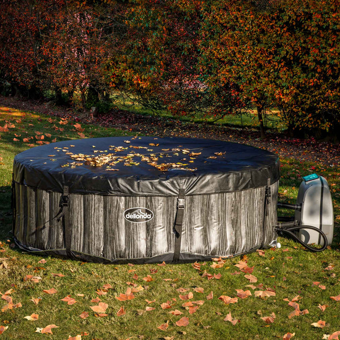 2-4 Person Inflatable Hot Tub Spa With Smart Pump - Wood Effect - DL88