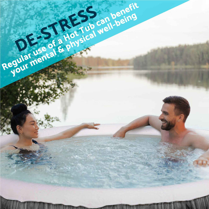 2-4 Person Inflatable Hot Tub Spa With Smart Pump - Wood Effect - DL88