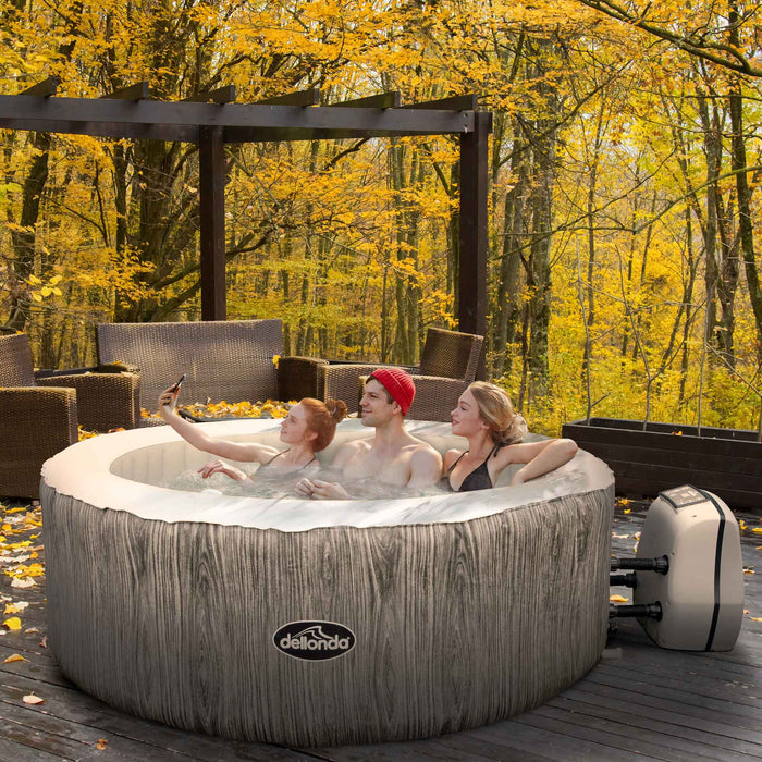 4-6 Person Inflatable Hot Tub Spa With Smart Pump - Wood Effect - DL89