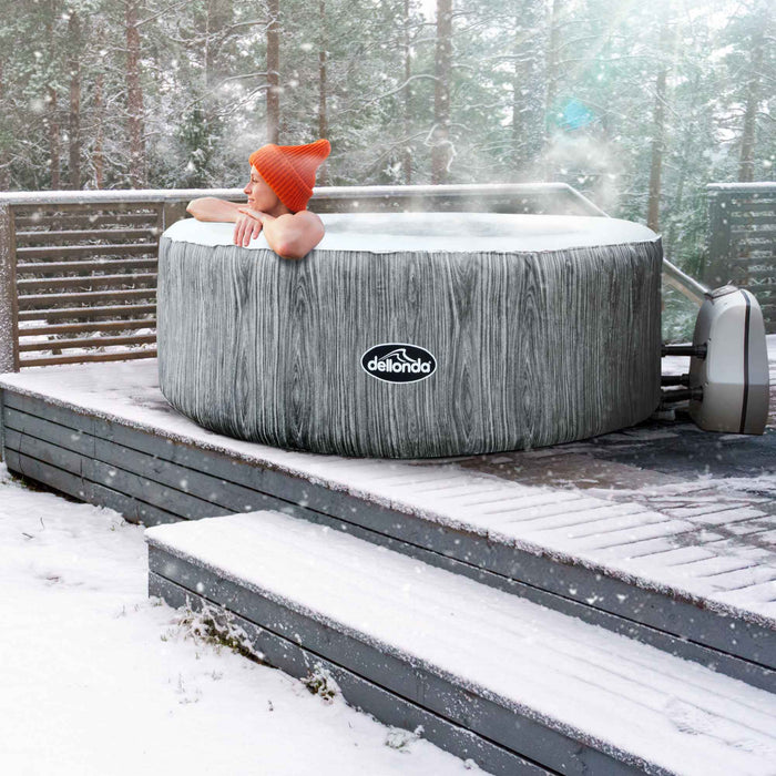 4-6 Person Inflatable Hot Tub Spa With Smart Pump - Wood Effect - DL89